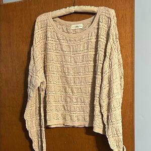 NATURAL LIFE Cream Textured Crew Neck Sweater